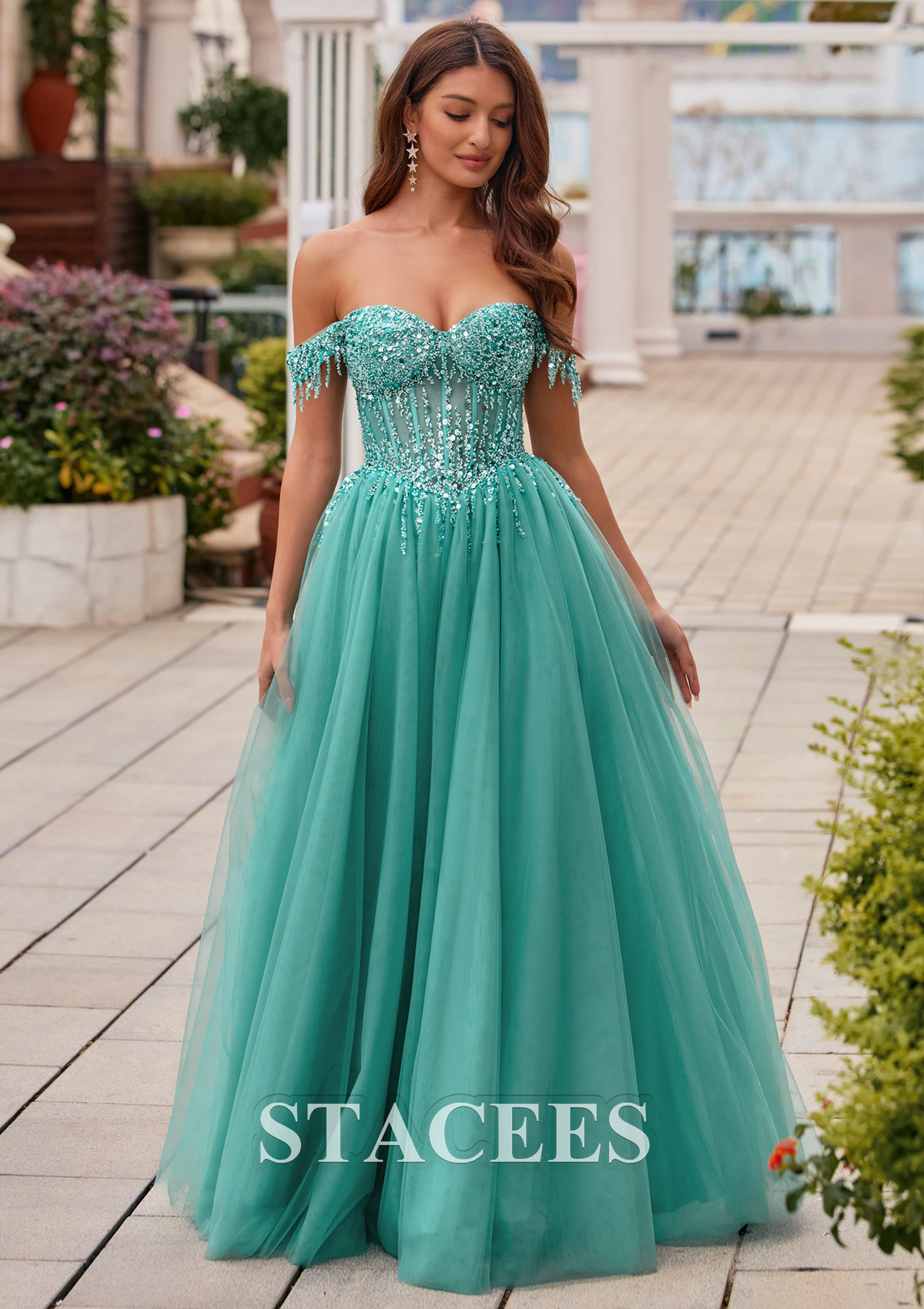off shoulder beaded dress Sequins Tassel Off-Shoulder Corset A-Line Prom S8929P - Prom Dresses Style:SP26124 continuous profile Sample Sale 2024 Black Sculpted Shoulder Evening