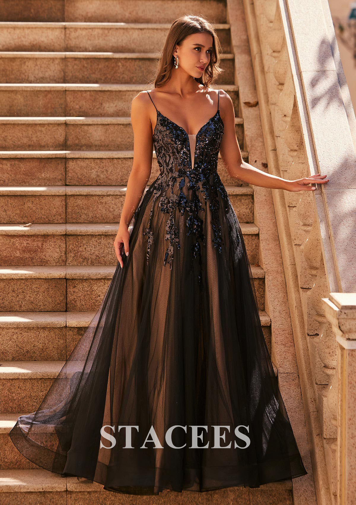 golden brown prom dress A-line V Neck Tulle Floor-Length with Sequins S8300P - Prom Dresses Popular Bridesmaid Dress Colors 16-5 Buy gorgeous brown gold Color:BLUE PADANG